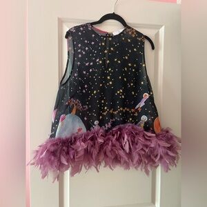 The Dauphinette Fennel Tank sheer feather trim size M NWOT